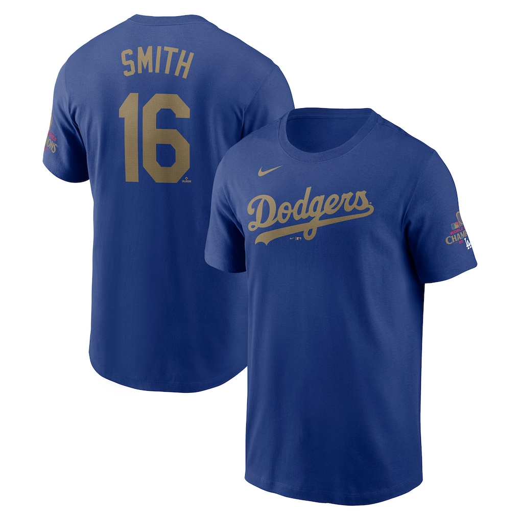 Men Los Angeles Dodgers 16 Smith blue MLB 2025 T shirt